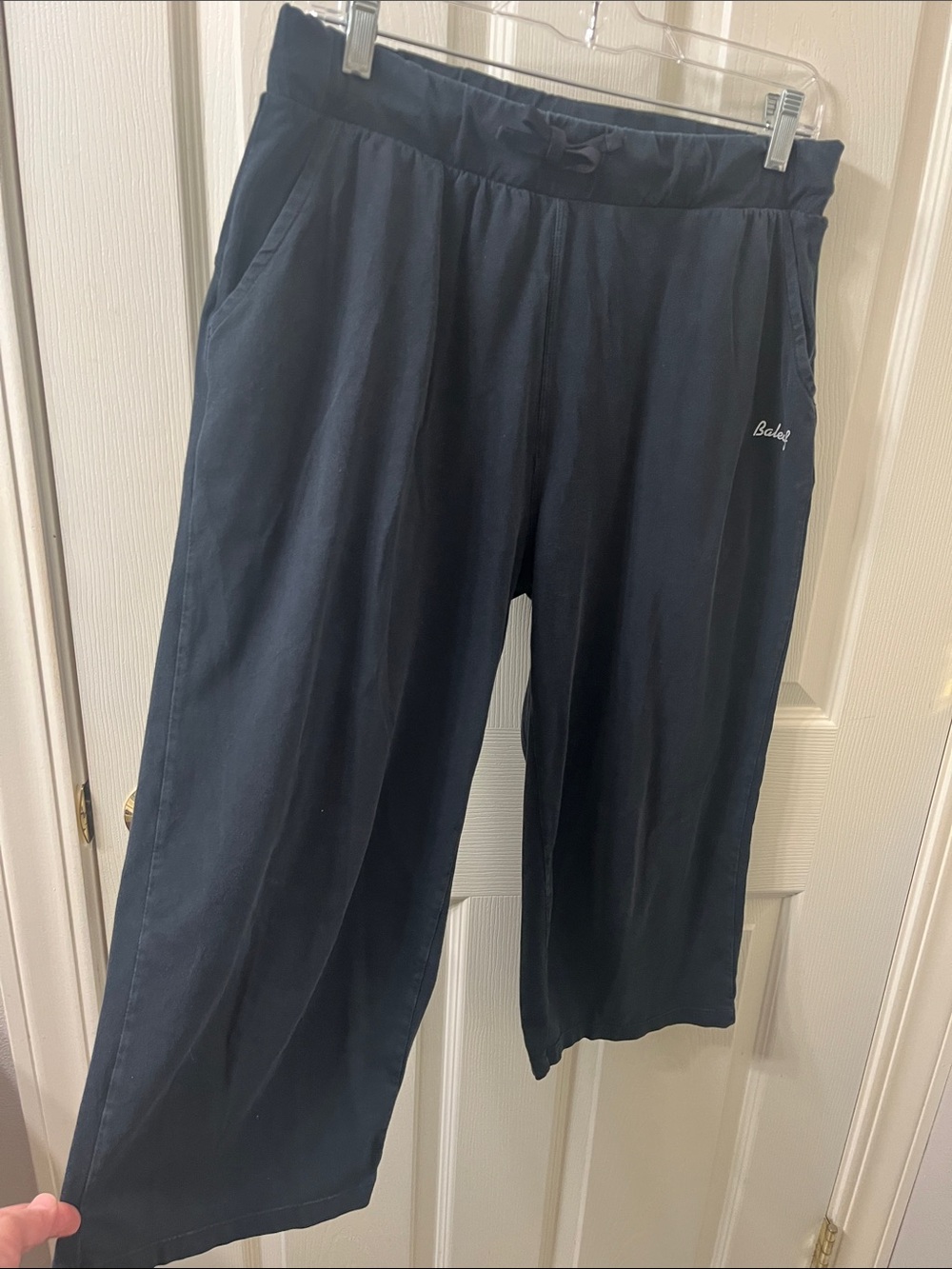 Baleaf Black Wide-Leg Lounge Pants with White Logo